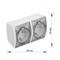 Розетка RIGHT HAUSEN BERTA 2-а зовн. з/з з кришкою біла IP54 HN-013051 (5/60)