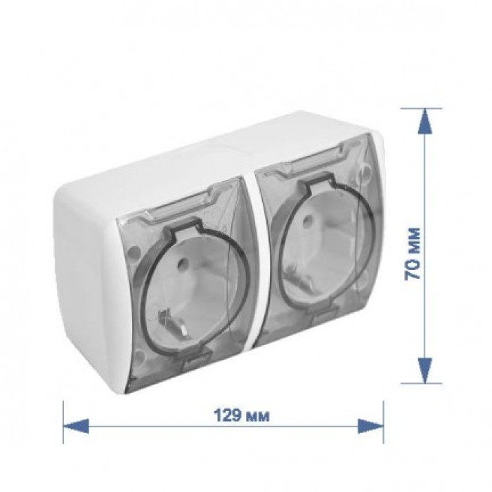 Розетка RIGHT HAUSEN BERTA 2-а зовн. з/з з кришкою біла IP54 HN-013051 (5/60) купить в Днепре