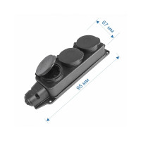 Колодка RIGHT HAUSEN Waterproof 3-а з/з чорна IP44 HN-084032N (36ящ)