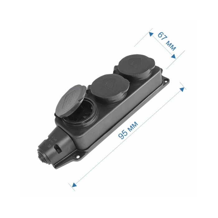 Колодка RIGHT HAUSEN Waterproof 3-а з/з черная IP44 HN-084032N (36ящ) купить в Днепре