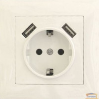 Розетка RIGHT HAUSEN LAURA 1-а внутр. з/з біла+2USB HN-015241 (10/20)