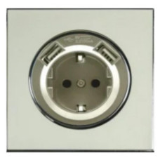 Розетка RIGHT HAUSEN LAURA 1-а внутр. золото з/з+2USB HN-015248 (10/120)