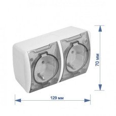 Розетка RIGHT HAUSEN BERTA 2-а зовн. з/з з кришкою біла IP54 HN-013051 (5/60)