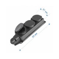 Колодка RIGHT HAUSEN Waterproof 3-а з/з чорна IP44 HN-084032N (36ящ)
