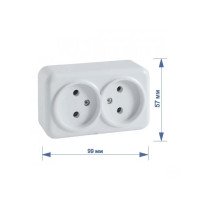 Розетка RIGHT HAUSEN ASTRA NV ТЕРМОПЛАСТ 2-а зовн. біла HN-017091 (12/120)