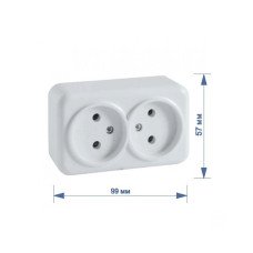 Розетка RIGHT HAUSEN ASTRA NV ТЕРМОПЛАСТ 2-а зовн. біла HN-017091 (12/120)