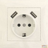Розетка RIGHT HAUSEN LAURA 1-а внутр. з/з біла+2USB HN-015241 (10/20)