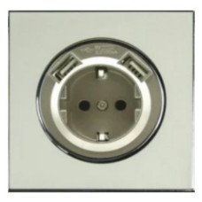 Розетка RIGHT HAUSEN LAURA 1-а внутр. золото з/з+2USB HN-015248 (10/120)