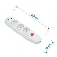 Колодка RIGHT HAUSEN KRIS 3-а з/з вим та USB HN-082301 (57ящ)