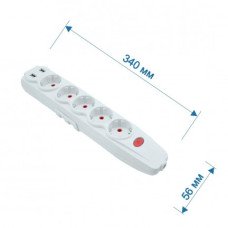 Колодка RIGHT HAUSEN KRIS 5-а з/з вим та USB HN-082251 (57ящ)