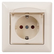 Розетка RIGHT HAUSEN VELENA 1-а внутр. з/з зі шторками та кришкою крем HN-011213