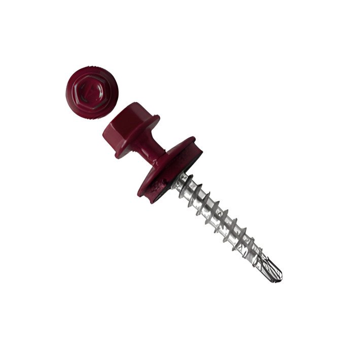 Саморіз покрівельний 4,8*35 RAL 3005 (250 шт) вишневий купити у Дніпрі